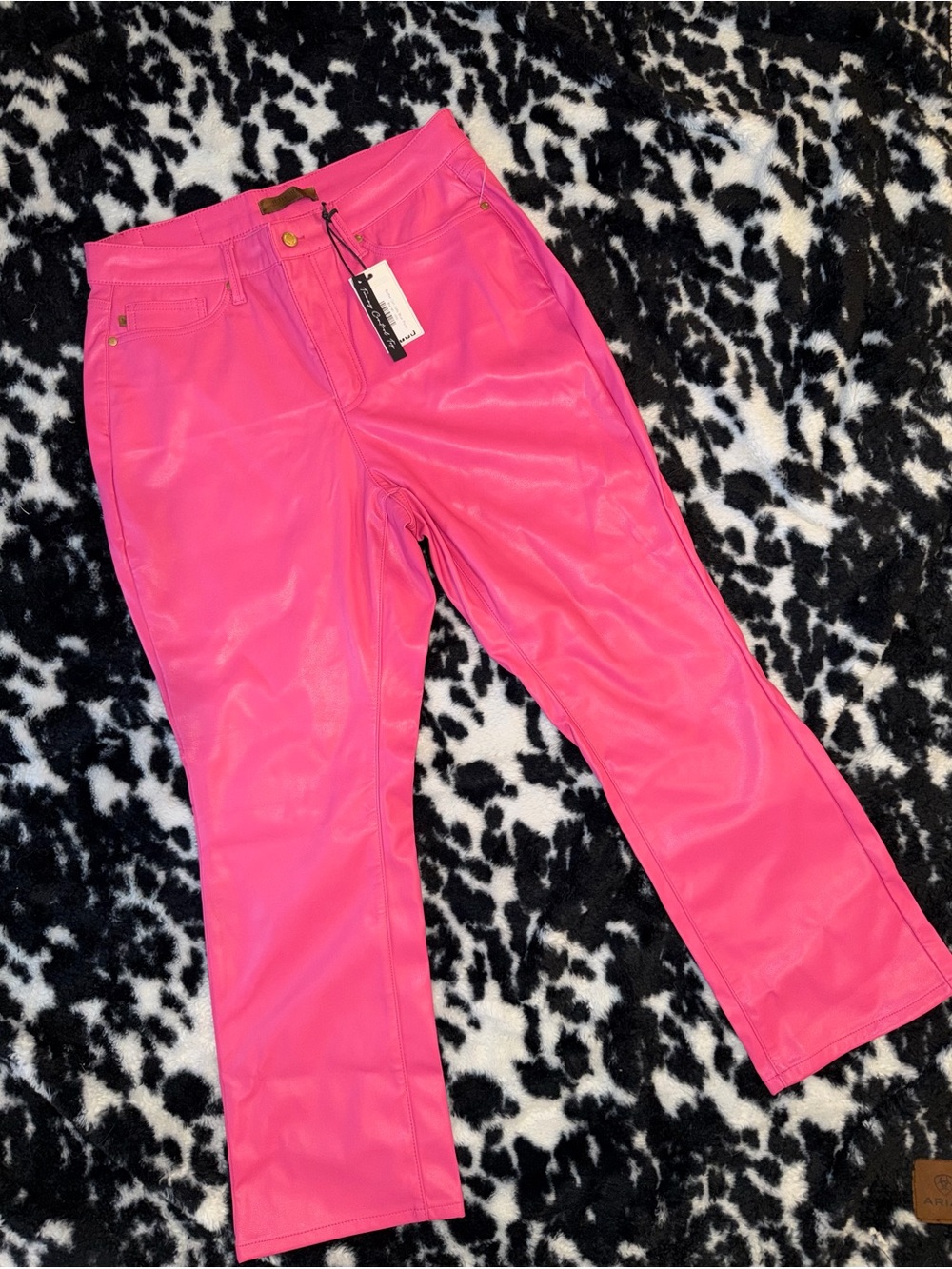 Judy Blue Barbie Pink Faux Leather straight leg pants